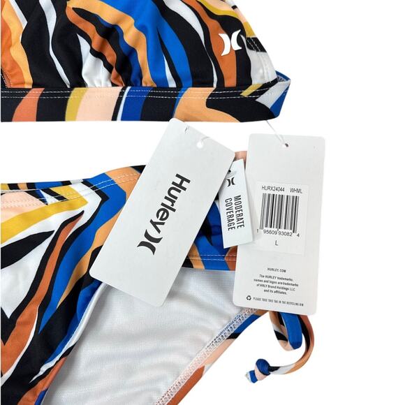 NWT Hurley Sand Dunes Multi Color 2 Piece Bikini Swimsuit Women’s Size Large - Picture 5 of 7